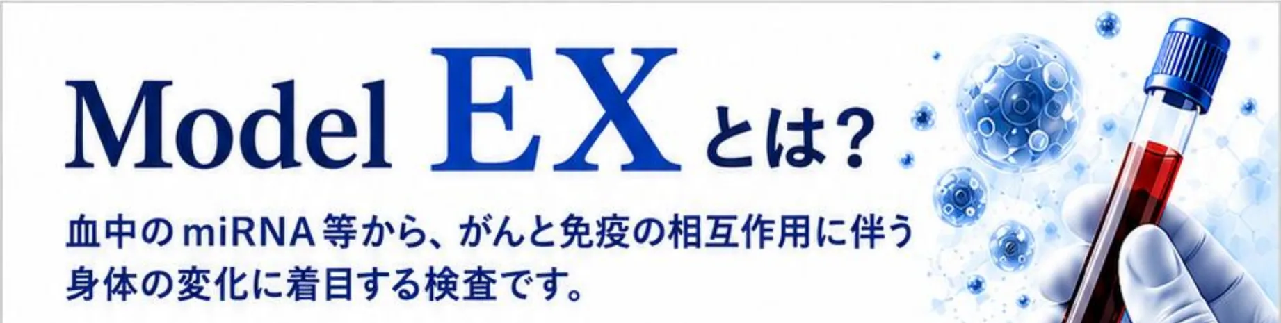 Model EXとは? 血中のmiRNA等から、がんと免疫の相互作用に伴う身体の変化に着目する検査です。